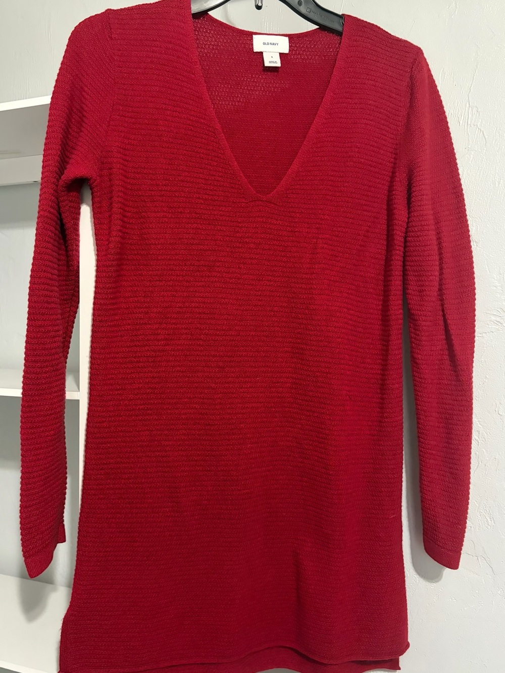 Old Navy Deep Red V‑Neck Knit Pullover Sweater